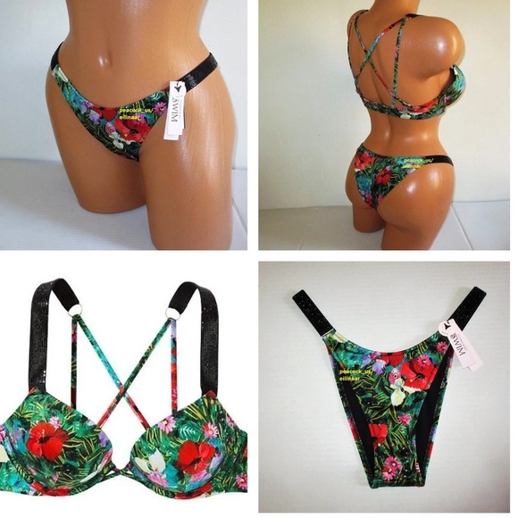 NWT VICTORIA'S SECRET SWIMShine Strap Bombshell + 2 Cup Sizes Push-Up Bikini set - Picture 4 of 5